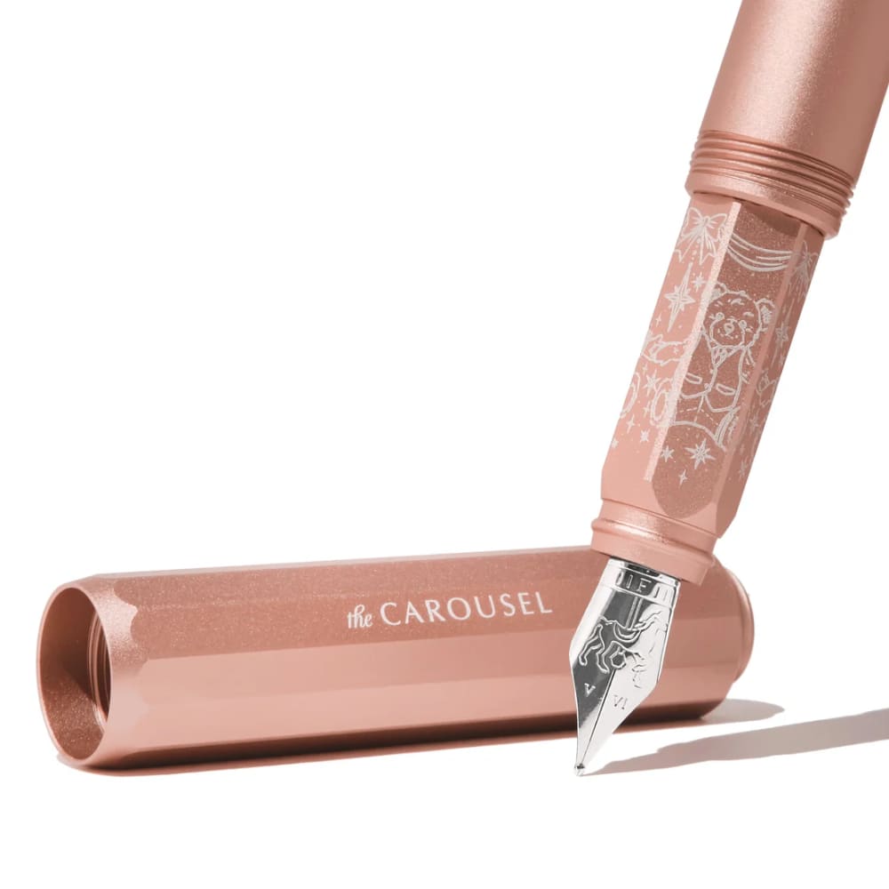 Aluminum Carousel - Rose Petal Plush - Fine - Fountain Pen