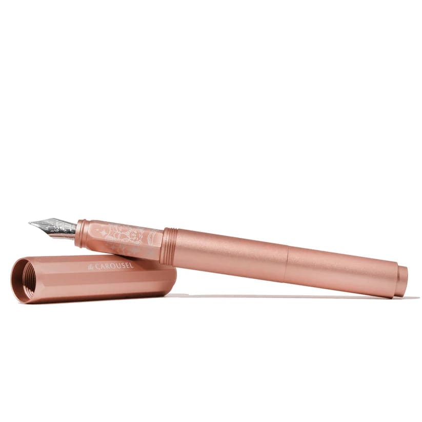 Aluminum Carousel - Rose Petal Plush - Fine - Fountain Pen