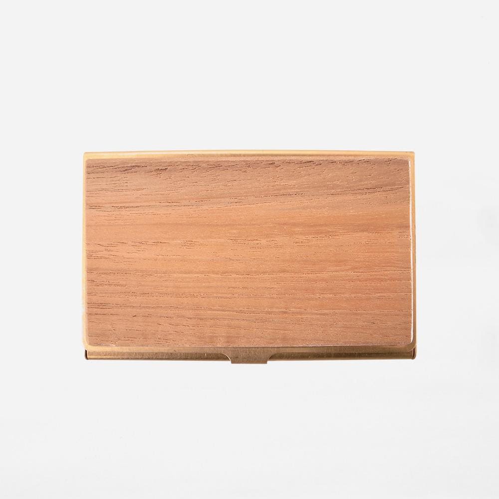 BRASS & WOOD CARDCASE RUST WITH BOX IN TEAK WOOD - Cardcase