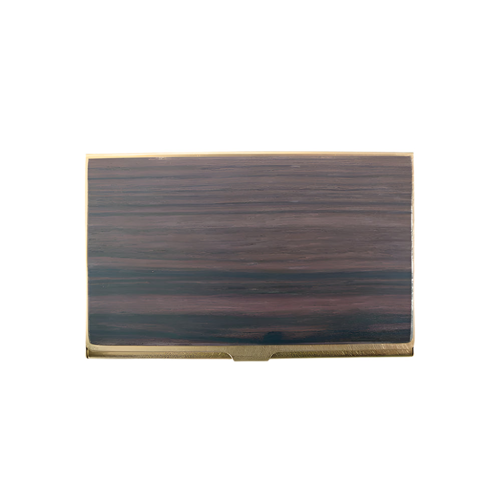 BRASS & WOOD CARDCASE SOLID WITH BOX IN GRANADILLO WOOD -
