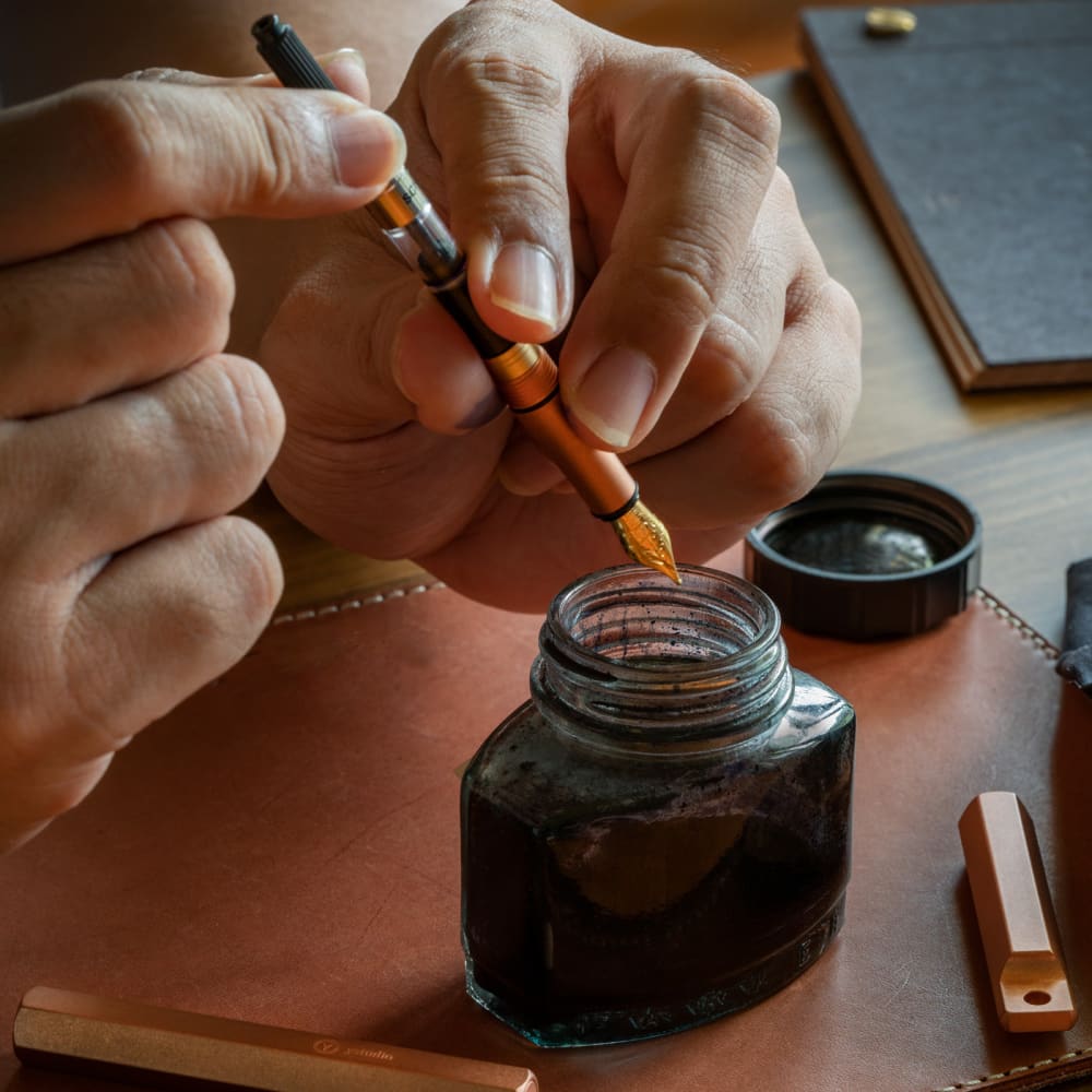 Classic Revolve-Portable Fountain Pen(Copper F) - Foutain