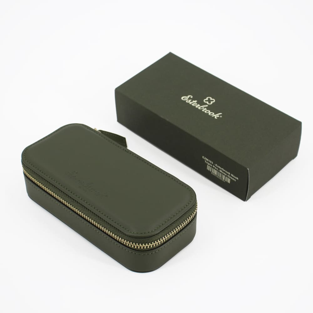 Moss Green Nook - Astuccio per tre penne