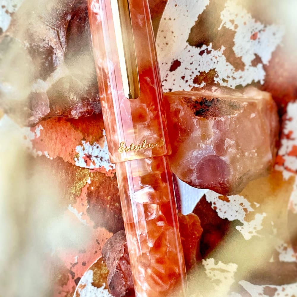 Rollerball pen - Estie Petrified Forest - Palladium Trim