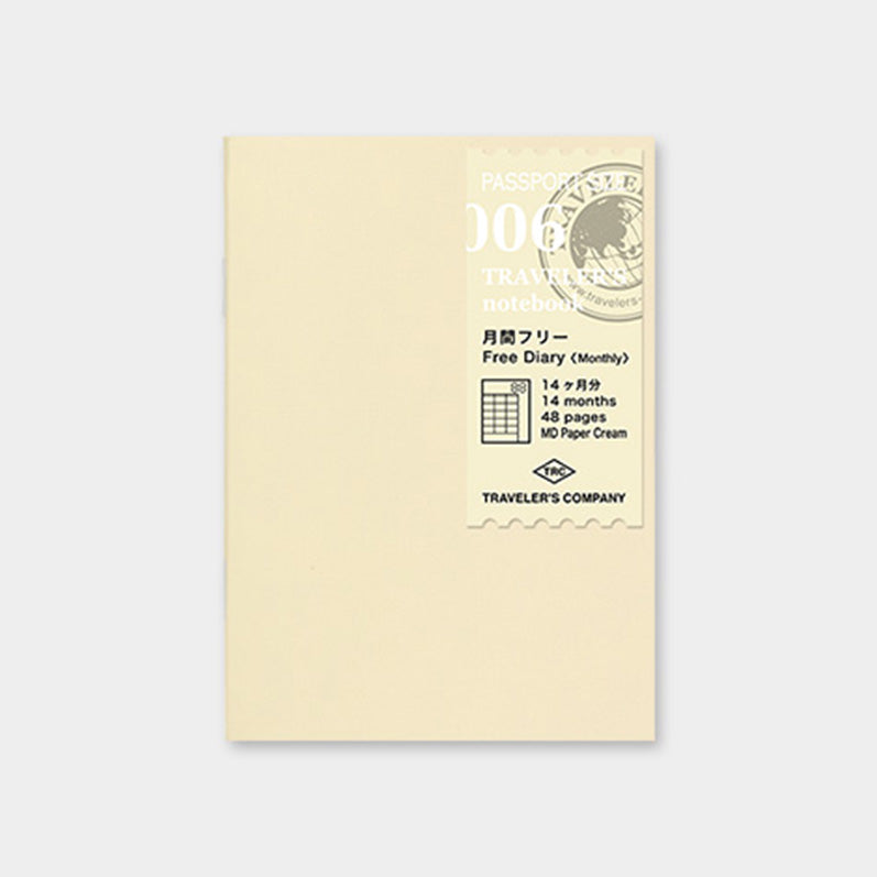 TRAVELER'S notebook Ricarica <Passport size> Diario libero <Mensile> 006