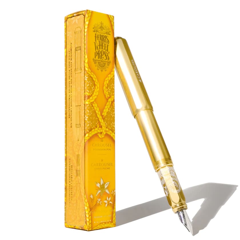 Penna stilografica con carosello in alluminio - Treccia dorata intrecciata - M
