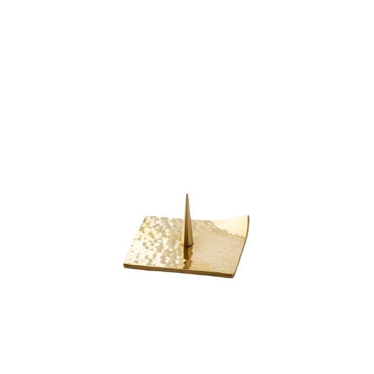 Brass Candle Stand Tsuchi Ita Hammered Plate Square -