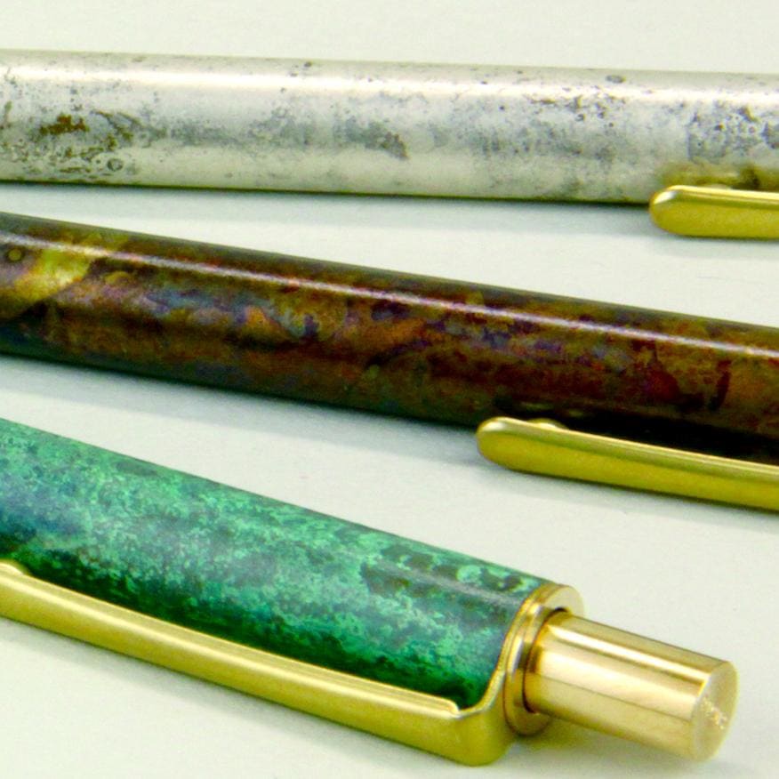 BRASS RETRACTABLE PEN HANMON KUJYAKU - Ballpoint Pen