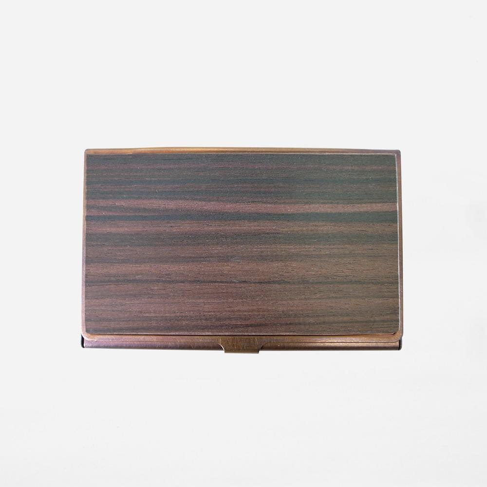 BRASS & WOOD CARDCASE RUST WITH BOX IN MACASSAR EBONY WOOD -