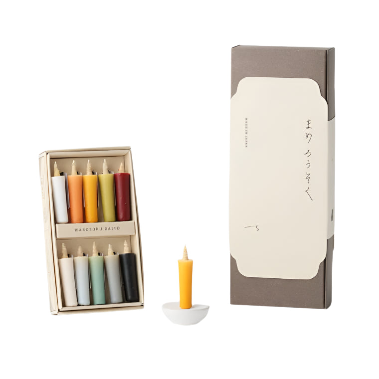 Colorful Rice Wax Candle Earth Colors Gift Set