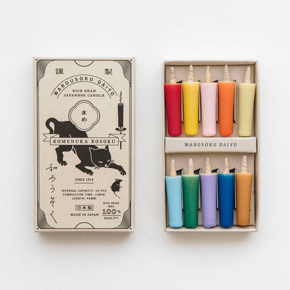 Candela in cera di riso colori vivaci confezione da 10