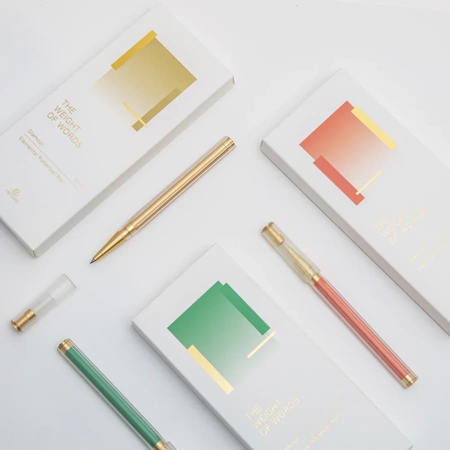 Glamour Evolve - Elemental Rollerball Pen - Brass Gold